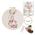 thumbnail image 4 of Beginner Embroidery Kit, Bunny Stitch Craft Set, Pre-Printed Fabric Hoop, Needle Thread Included, Handmade Art Project, Relaxing Hobby Gift, Step-By-Step Guide, 4 of 9