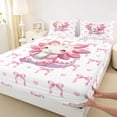 thumbnail image 3 of Homewish Cartoon Axolotl Twin Sheet Sets 3pcs for Preppy Child,Kawaii Pink Bow Twin Fitted Sheet Microfiber,Cute Animal Salamander Breathable Flat Sheet,Lightweight Room Decor, 3 of 7
