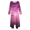 thumbnail image 5 of Long Dress with Sleeves,Summer Casual Dress,Ladies Fashion Printed Long Sleeved Round Neck Casual Irregular Dress, 5 of 5