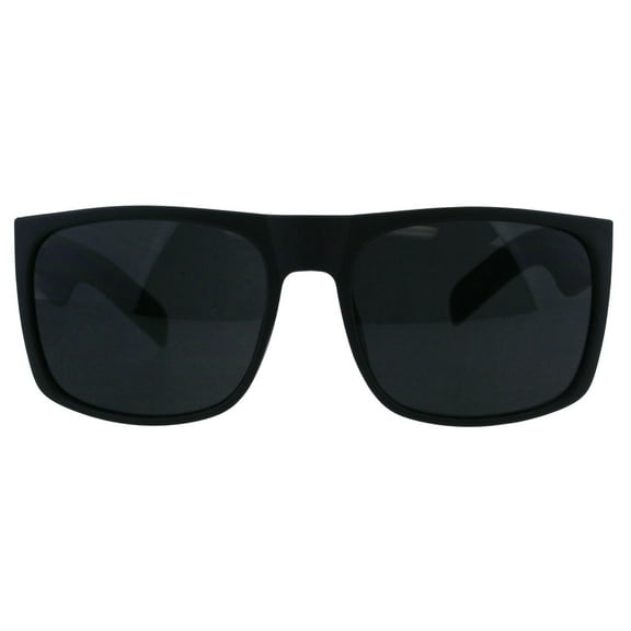 Mens Rectangular Matte Black Gangster Oversize Plastic Sport Sunglasses