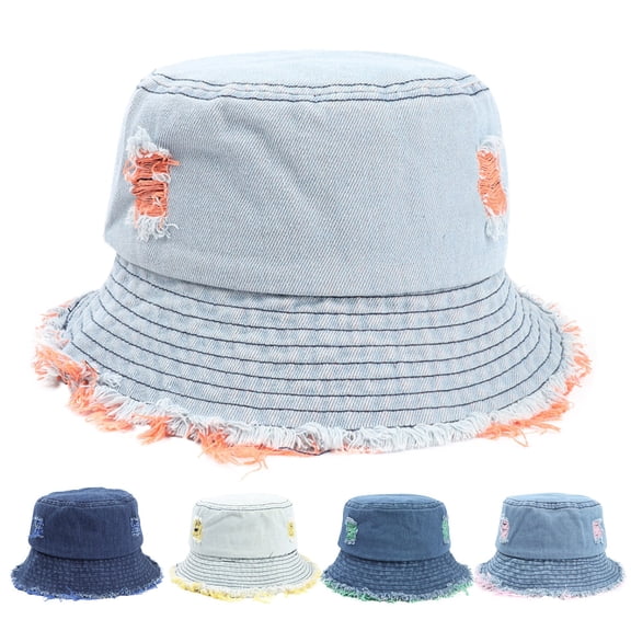 LSQii Summer Sun Hat Casual Lightweight Breathable Fishing Cap Washed Cotton Foldable Wide Brim UPF 50 Sun Hat for Men Women Retro Outdoor Wear Summer New Blue