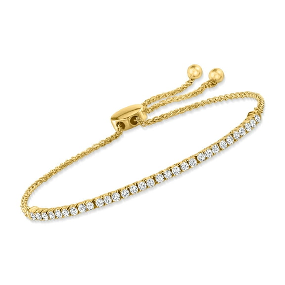 Ross-Simons 1.00 ct. t.w. Diamond Line Bolo Bracelet in 14kt Yellow Gold, Women's, Adult