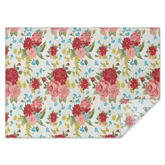 Pioneer Flower Floral Print Pattern Rectangle Tablecloth 60"x84",Waterproof Polyester Rectangle Table Cloth, Wipeable Spillproof Polyester Tablecloth for Dining, Camping, Indoor and Outdoor
