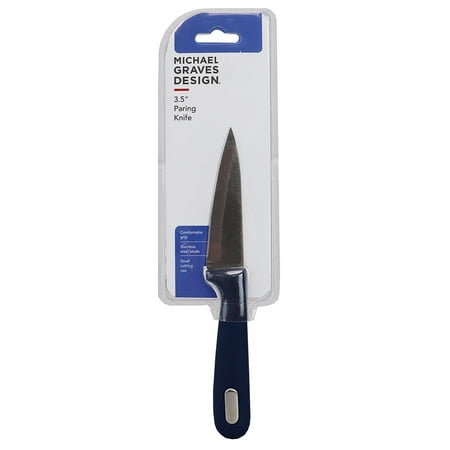 Michael Graves Design Comfortable Grip 3.5 Inch Stainless Steel Paring Knife  Indigo