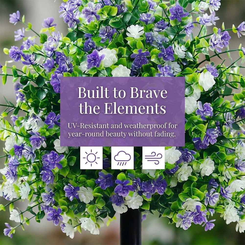 17.72 inches Artificial Potted Trees with Ground Stakes, UV-Resistant Artificial Flowers for Outdoors with Stakes, Indoor & Outdoor Decoration Decoratio, Home Garden Wedding Settings (4pcs)