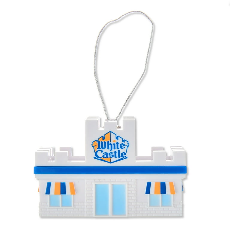 White Castle Decoupage Holiday Ornament, White, Plastic,by Ruz