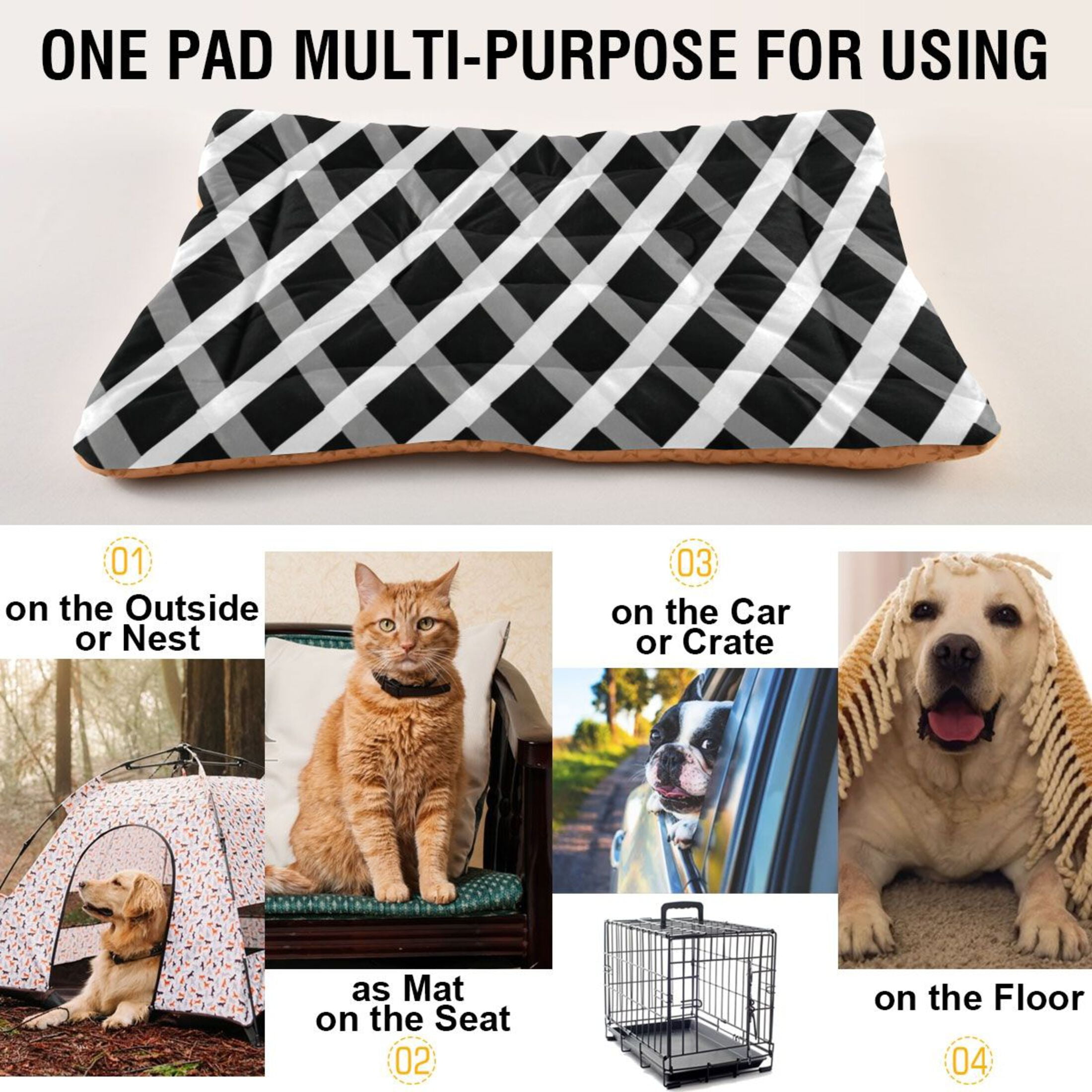 Cozy Mat Pet Bed Indoor Outdoor Warm Soft For Cat Dog Puppy(S/M) Modernist Style