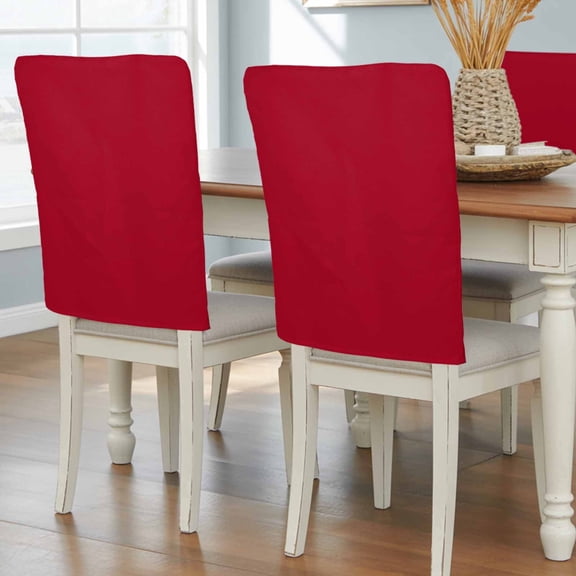 Pure Red Chair Back Covers, Removable Chair Covers for Dining Chairs Set of 4, Washable Chairs Slipcovers Back Seat Protector for Wedding Party 19"x20"