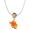 thumbnail image 1 of Delight Jewelry Silvertone Hot Orange Hibiscus Flower Mia Monkey Charm Necklace, 1 of 4