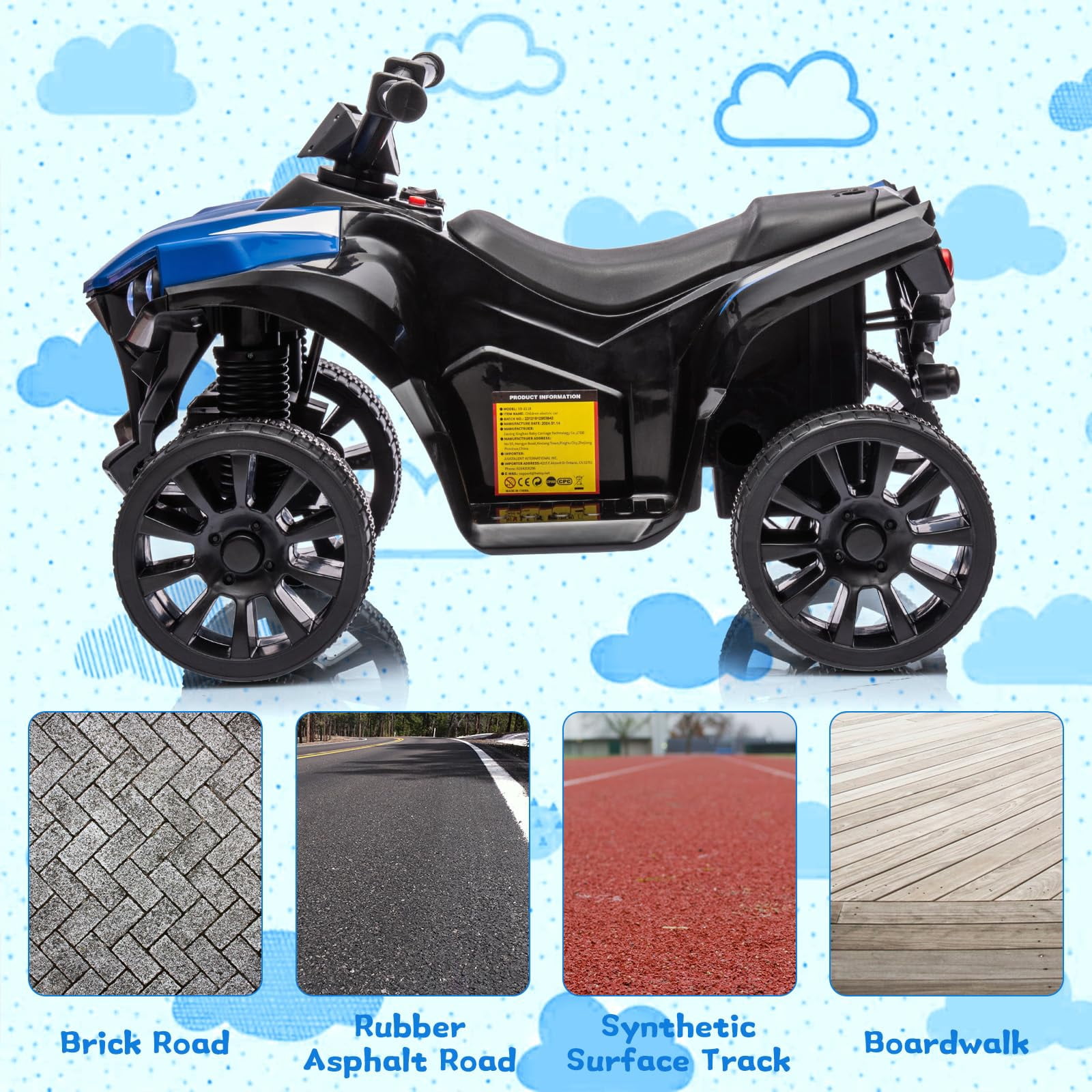 Juiluna Kids ATV 4 Wheeler, 6V Ride on Toy with 1.8MPH Max Speed, Wear-Resistant Wheels, Music & Foot Pedal, Battery Powered Electric Quad Car for Kids Toddlers