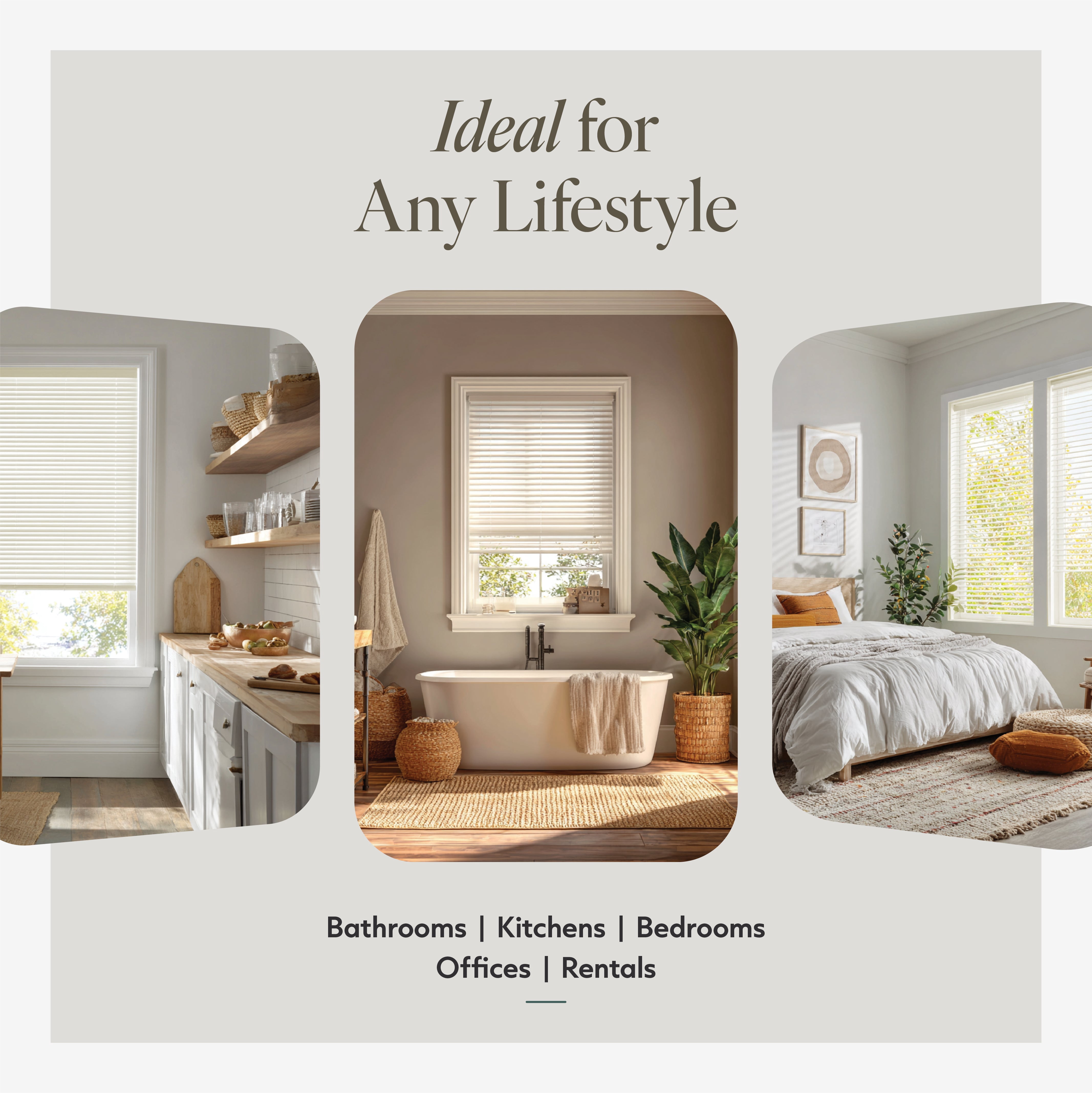 Chicology 57"W x 48"H Alabaster Cordless Vinyl Mini Window Blinds 1" Slats
