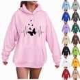 thumbnail image 2 of Towmus Sweat Shirts for Womens Cute Graphic Print Love Heart Pullover Tops Drawstring Hoodie Casual Teens Girls Coats, 2 of 6