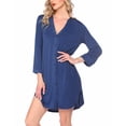 thumbnail image 3 of Ekouaer Nightgowns for Women V Neck Button Down Nightshirt 3/4 Sleeves Nursing Nightgown Soft Sleep Dress, 3 of 6