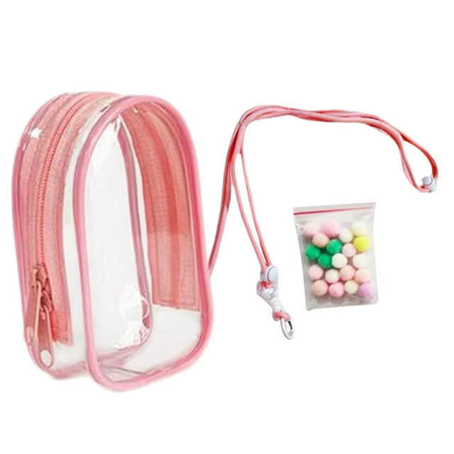 TISHITA Clear Figure Display Bag Doll Display Bag for Collectors Action Figures Doll Pink and Rope Ball