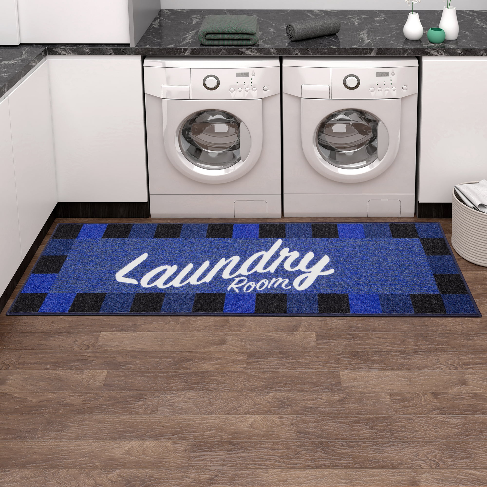 Details about   Laundry Room Rug Non Slip Runner Mat 20" X 59" Stain Resistant Shed Free Blue 