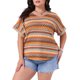 thumbnail image 1 of GRACE & GRANDEUR Blusas Casual de Talla Grande para Mujeres, Tops Bohemios, Estampado Geométrico, Manga Murciélago, Cuello en V, 4X Naranja, 1 of 1