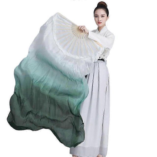 Imitation silk dance fan Gradient colour performance fan Satin long fan Belly dance Indian dance performance accessories