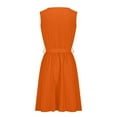 thumbnail image 6 of WIZUTIZ Sundresses for Women 2025 Stylish Loose Fit High Rise Bow Tie Binding Solid Shift Dress Sleeveless V-Neck Shift Dress for Womens Mini Dress Super Soft Graduation Dress Orange, 6 of 6
