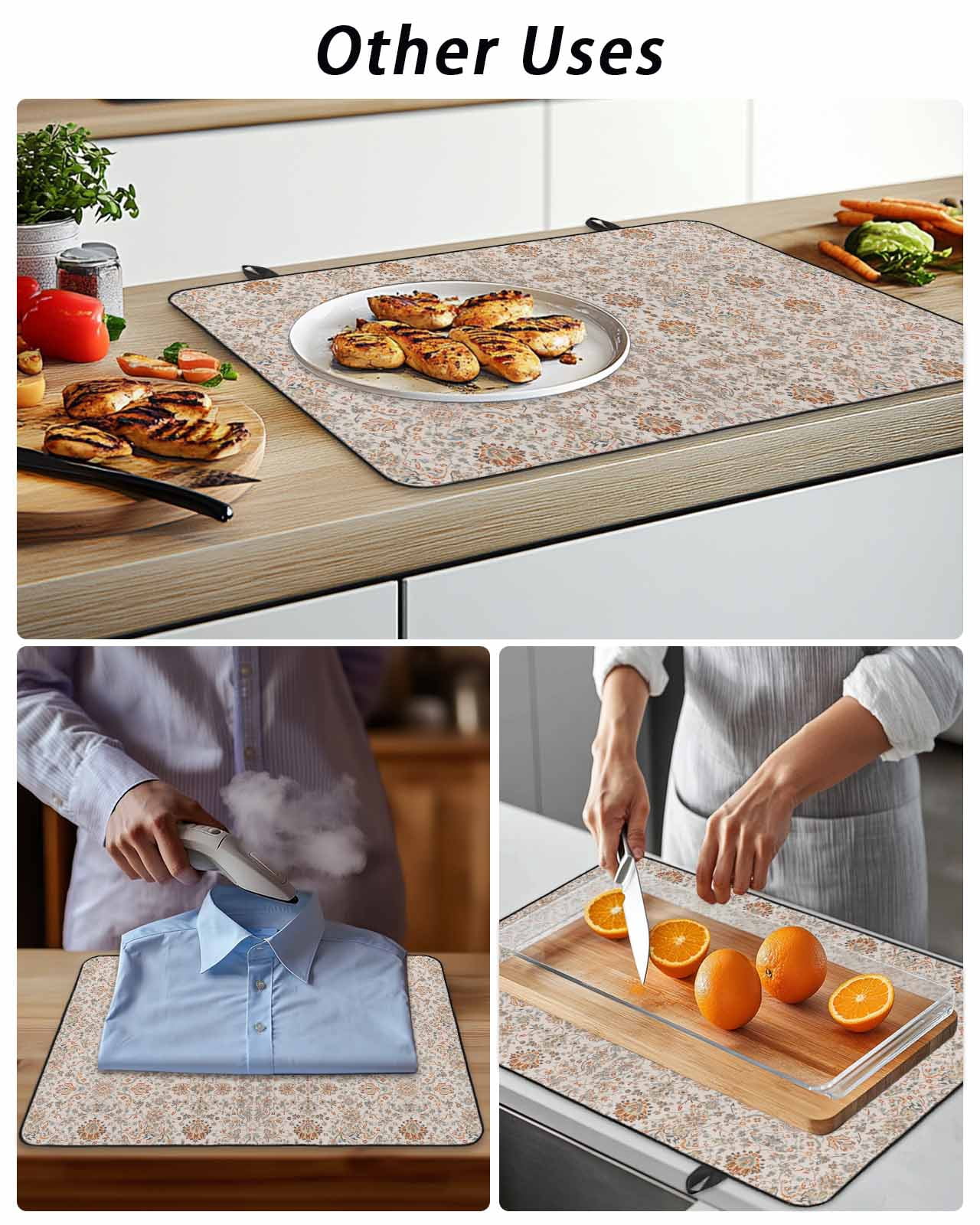 Stove Top Covers for Electric Stove, Vintage Boho Glass Stovetop Cover Protector, Retro Southwestern Ethnic Mexican Floral Induction Cooktop Protector Oven Mat for Kitchen Countertop 24"x21"