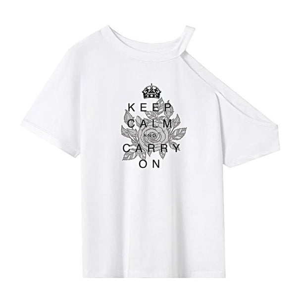 Camiseta para mujer con cuello redondo, camiseta básica para uso diario, viaje de trabajo, senderismo M