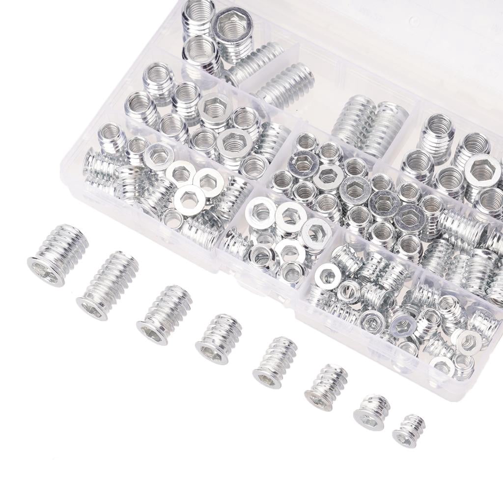 Pack of 125pcs Screw Set 5-10mm Furniture Threaded Nut Set Convenient Wood Threaded Insert Assortment for Wood Furniture