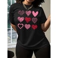 thumbnail image 1 of Camiseta con estampado de corazón de San Valentín para mujer. Cuello redondo y manga corta. Ideal para adultos, hombres, mujeres, adolescentes y jóvenes., 1 of 6