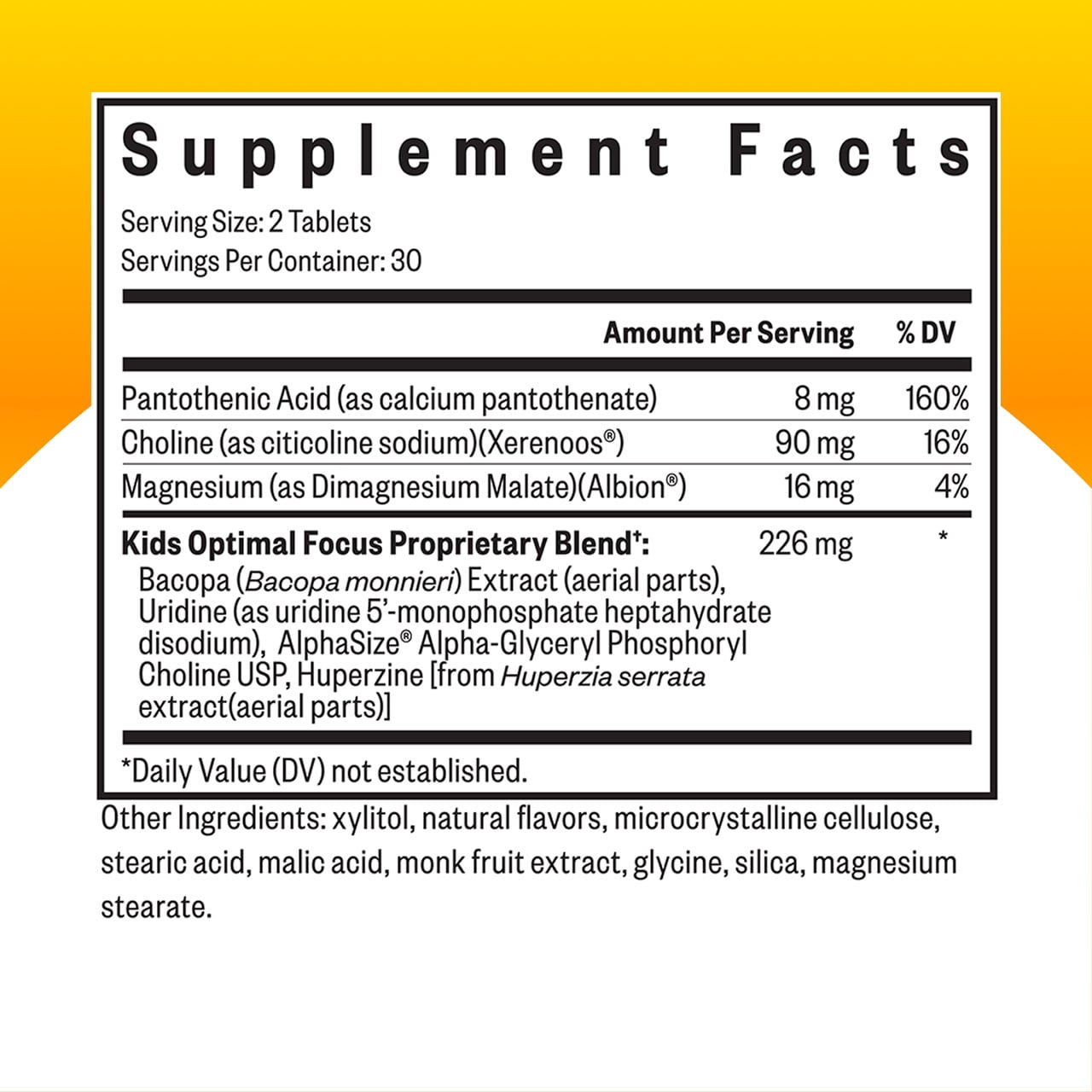 Seeking Health Kids Optimal Focus - Calming Supplement for Children - Supports Focus, Healthy Mindset & Sleep - 60 Tablets (30 Servings)