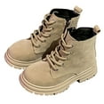thumbnail image 3 of Sopiago Toddler Girls Boots Kids Lace Up Waterproof Combat Glitter Shoes With Side Zipper Boots for Boys Khaki,3, 3 of 7