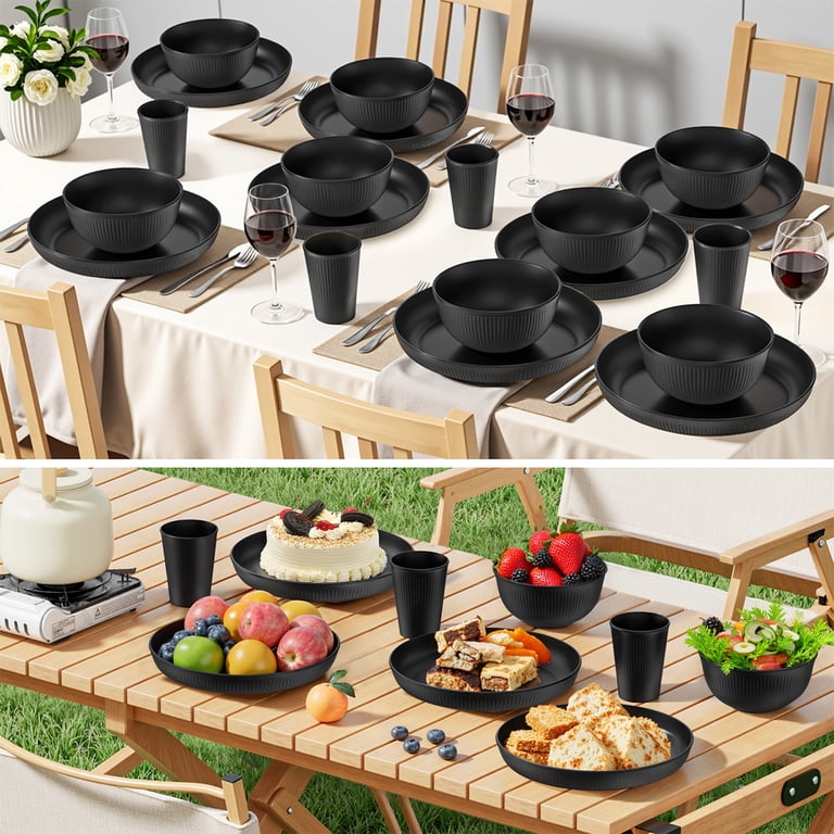 GPED 26oz Wheat Straw Bowls, Set of 8, Black photo 6
