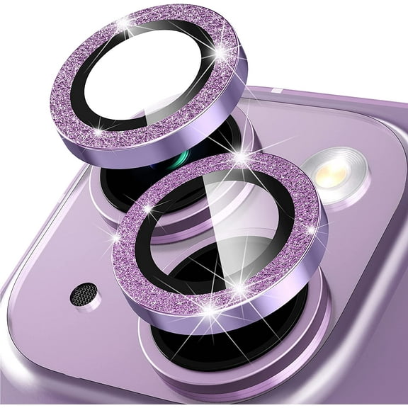 for iPhone 14 6.1 inch / 14 Plus 6.7 inch Camera Lens Protector, Camera Cover Tempered Glass for iPhone 14 Plus/for iPhone 14 [Glitter Diamonds]- Purple