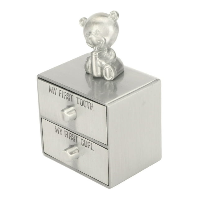 First Tooth Keepsake Box, Engraved 2 Drawers Zinc Alloy Tooth Holder Box For Girl For Memory
