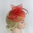 thumbnail image 4 of Diadema de cabellero BLESIY con Plumas Artificiales sombrero Fascinator de Década 20 para Boda Cóctel rojo, 4 of 7