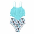 thumbnail image 3 of Fashionable Two Piece Bikini Set Ruffle Back Tankini Swimsuit for Teen Girls Youth Pure Color Swimwear, 3 of 3
