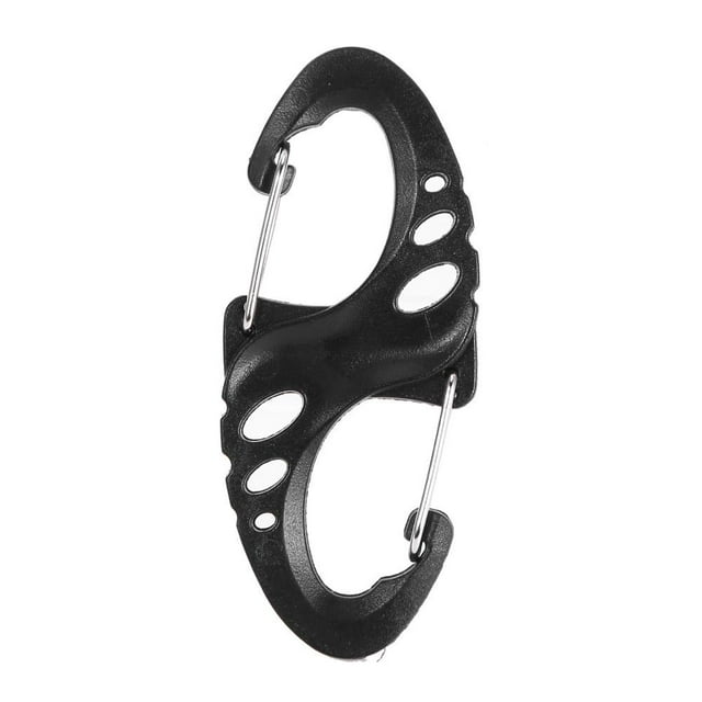 Mosquetón 8 S Shape Snap Biner Clip Hebilla para Acampar Al Aire Libre (L) (Negro)
