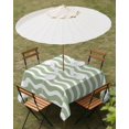 thumbnail image 3 of Sage Green Stripe Outdoor Tablecloth with Umbrella Hole, Farmhouse Striped Modern Waves Moires Spillproof Waterproof Outdoor Table Cover, Patio Tablecloths for Party/Garden/Picnic, Square 60"x60", 3 of 9