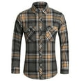 thumbnail image 2 of RongHuan Men's Big and Tall Plaid Shirt Long Sleeve Dress Shirts Button Down Cotton Tshirt Lapel Tops with Pockets, 2 of 6