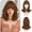 Caramel Brown, variant on Short Brown Wig with Bang for Women - 15 Inch  Length Layered Straight Bob Wigs  Looking Synthetic Soft Heat Resistant Wig for Women Daily Party Use,Brown with Highlights