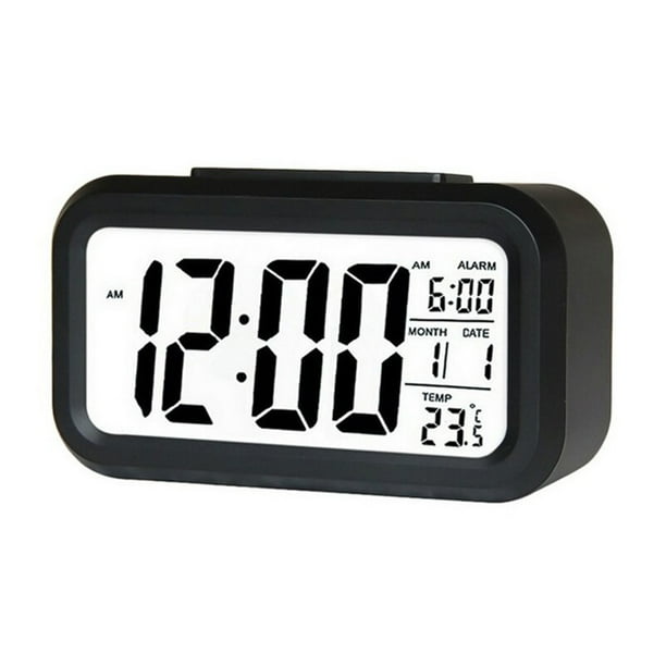 Despertador Irfora Reloj despertador digital inteligente con boton de repeticion de fecha y temperatura en la parte superior Reloj de escritorio rectangular con pilas y luz nocturna par Irfora Despert...