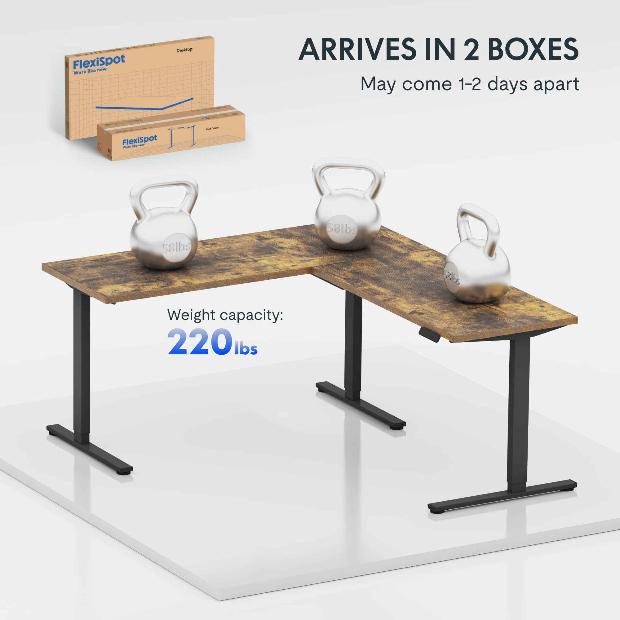 L-Shaped Electric Standing Desk 71“x63”, 220 lbs Load Capacity, 1" Thick Eco-Friendly Tabletop, Anti-Collision System & 4 Memory Presets, Large Height Adjustable Sit Stand Corner Workstation