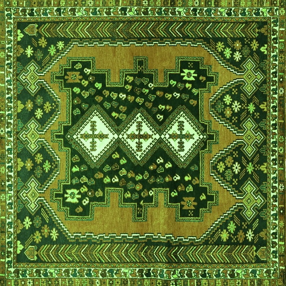 Ahgly Company Indoor Square Persian Green Traditional Area Rugs, 5' Square