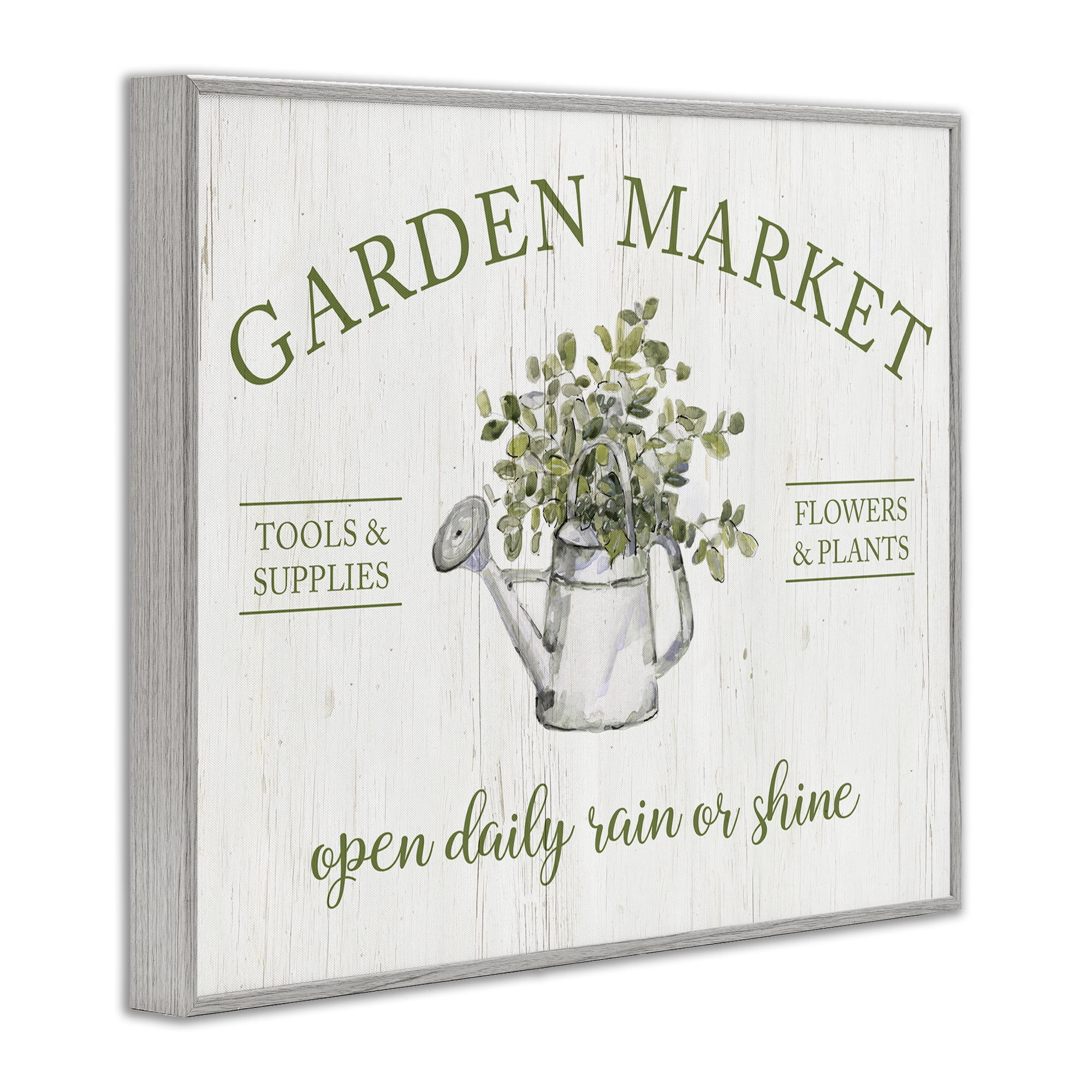 Stupell Industries Open Daily Garden Market Gray Framed Giclee Art, design by Sally Swatland