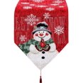 thumbnail image 1 of Chemin de Table de Noël Décorations de Table de Noël Chemin de Table Rouge Chemin de Table de Noël Coton Lin Snowman Flocon de Neige pour Table pour Vacances de Noël, 1 of 6