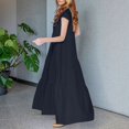 thumbnail image 4 of ZANZEA Womens Summer Short Sleeve V Neck Tiered A Line Long Dress Casual Loose Sundress, 4 of 5