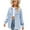 Light Blue, variant on Women's Denim Outerwear Clothing Jean Jacket Decorative Pocket Long Sleeve Coat for Female