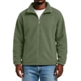 thumbnail image 6 of Vxararl Men's Polar Fleece Jacket Winter Fall Urban Streetwear Lightweight Outfits Stand Collar Long Sleeve Thermal Coat with Pocket Zip Up Warm Cardigan Army Green L, 6 of 6