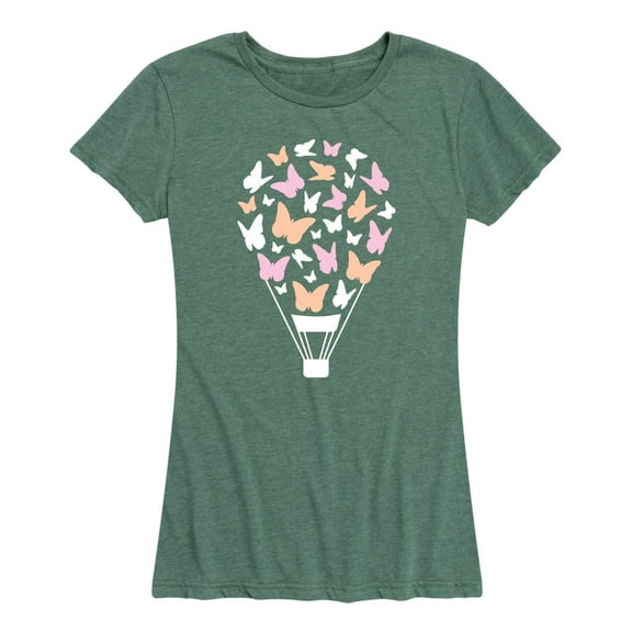 Instant Message - Butterfly Hot Air Balloon - Women's Short Sleeve Graphic T-Shirt