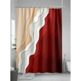 thumbnail image 5 of Fsddascl Red Coastal Beach Shower Curtain Set - 66" x 72" Washable Bathtub Curtain with 12 Hooks, Farmhouse Abstract Ocean Waves Striped Waterproof Fabric Stall Shower Curtains for Bathroom/Bathtub, 5 of 6