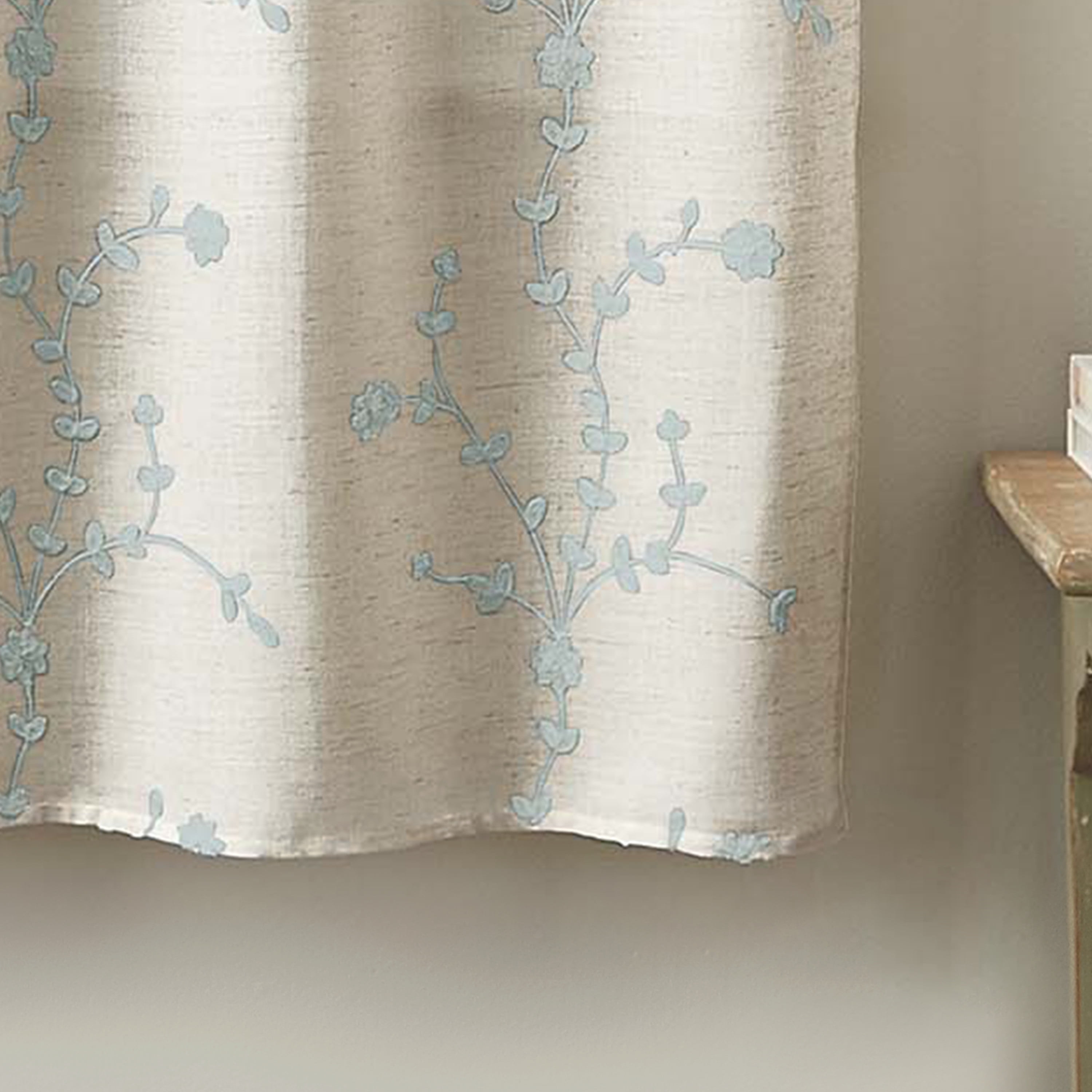 CHF Lynette Indoor , Polyester/Linen/Other Fiber , Light Filtering Tailored Valance Rod Pocket , Aqua , 56"x14"