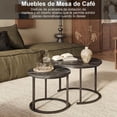 thumbnail image 4 of Juego de 2 Mesa de Centro para Sala, Mesa de Centro Redonda Nido, Mesa de Centro Minimalista Fácil de Montar, Adecuada para Sala de Estar, Oficina, Balcón（Grano Madera Mármol Negro）, 4 of 20