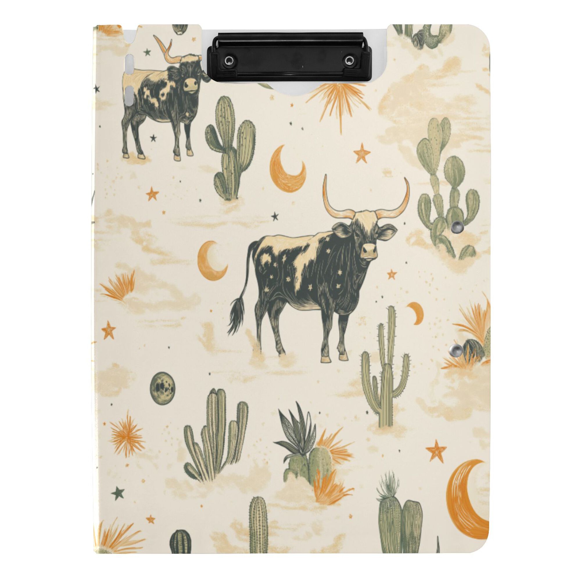 FORMRS A4 Clipboard Folder with Pen Holder Horizontal Foldable School Office Binder, Cowboy Pattern